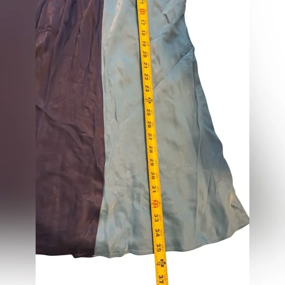 NWT The tilda maxi slip skirt Anthropologie two toned color block navy blue XXS - Picture 7 of 9